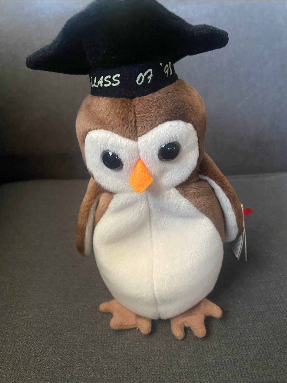 Ty -Beanie Bag - Graduation Owl Plush Toy -Class of 1998 WISE OWL